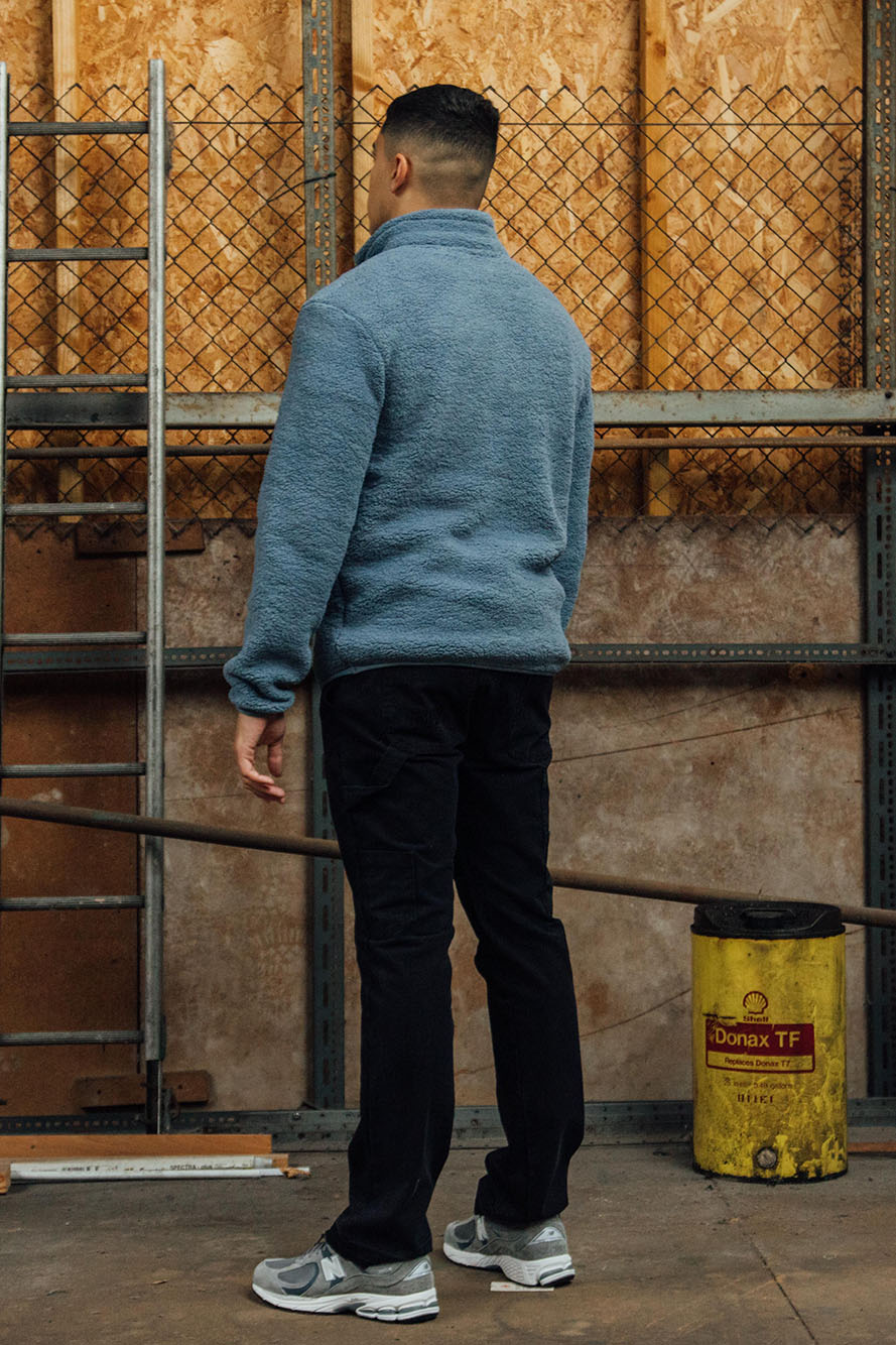 Petrol Blue 1/4 Zip Sherpa Jacket