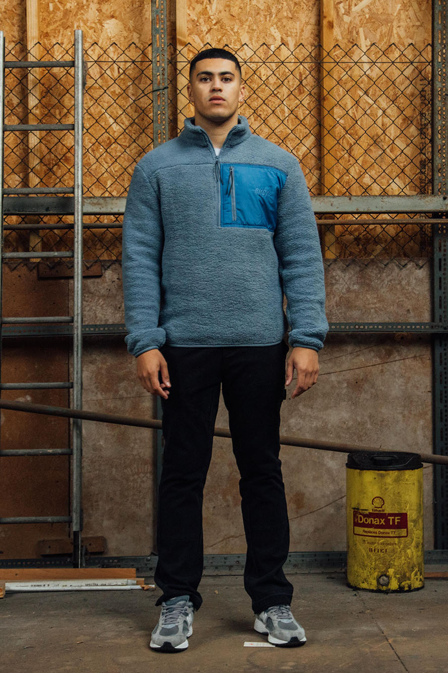 Petrol Blue 1/4 Zip Sherpa Jacket