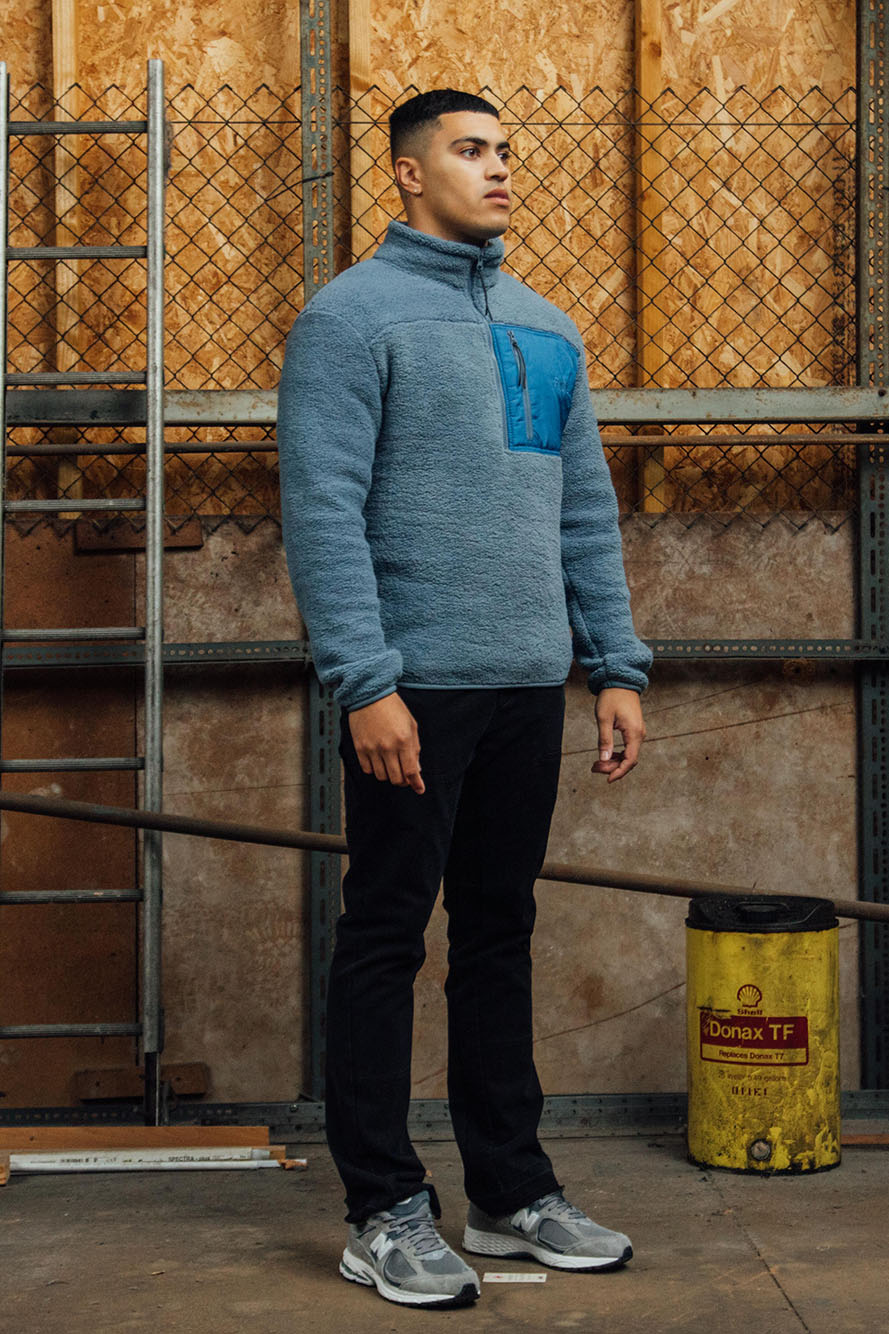 Petrol Blue 1/4 Zip Sherpa Jacket