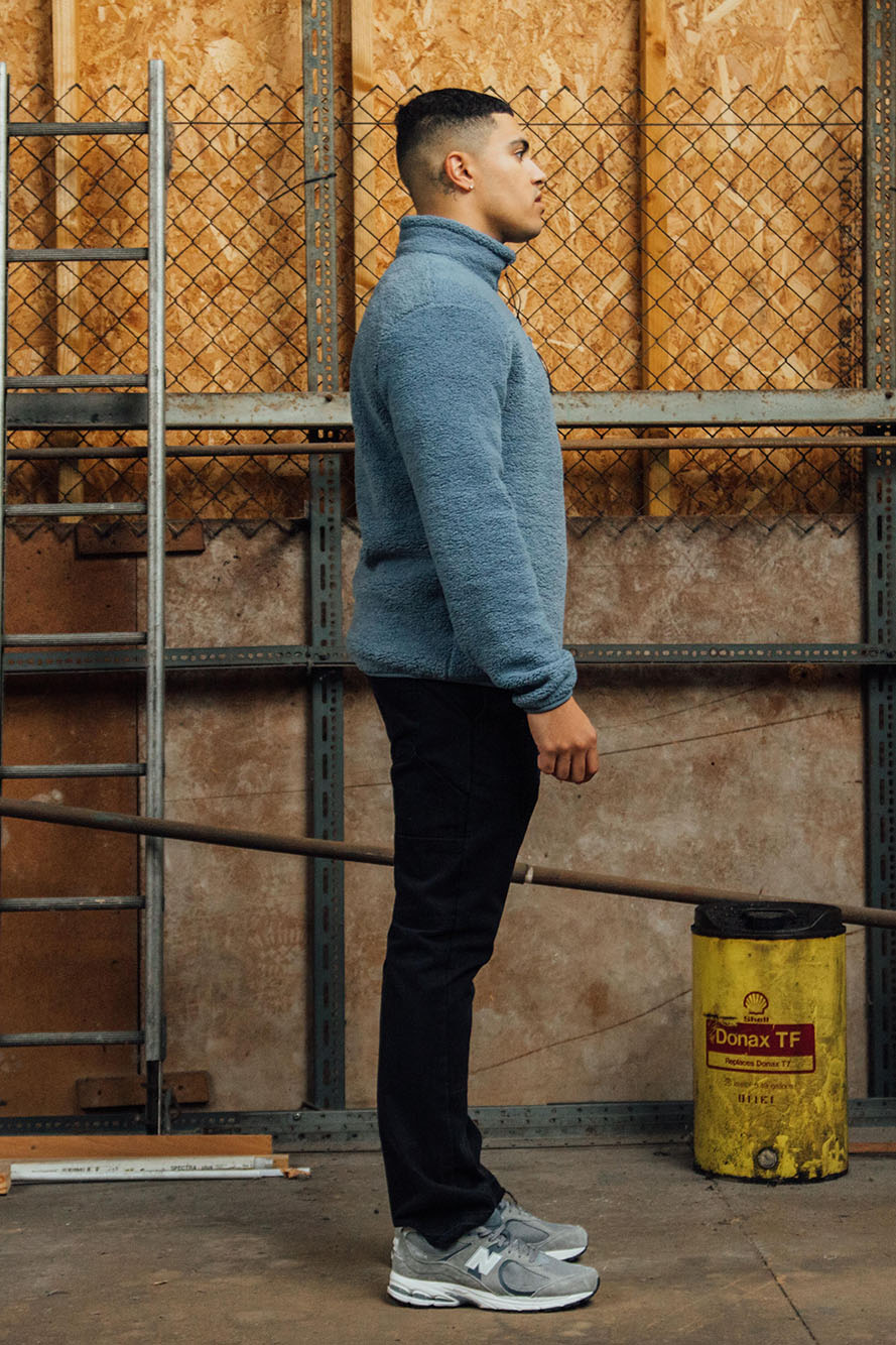 Petrol Blue 1/4 Zip Sherpa Jacket