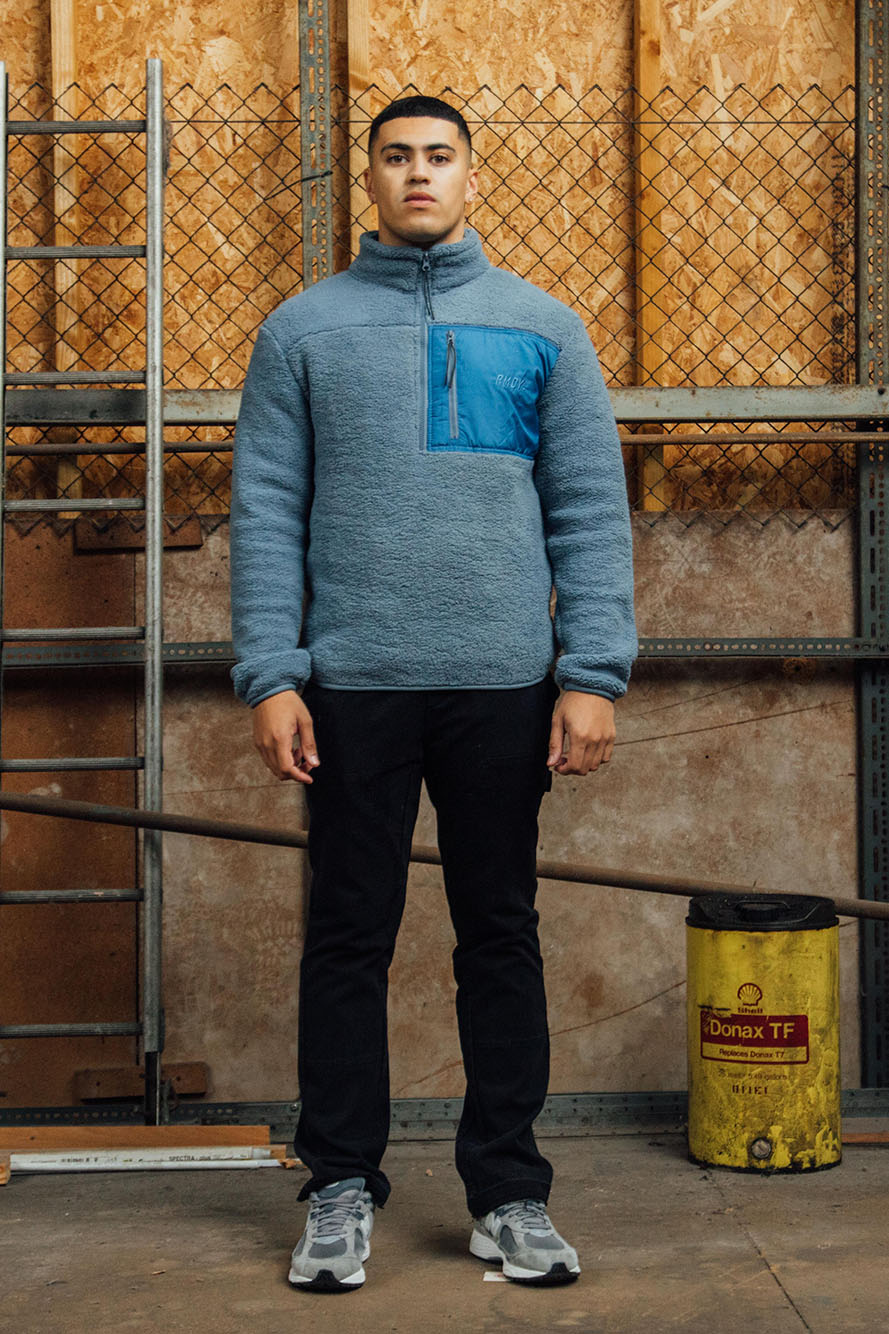 Petrol Blue 1/4 Zip Sherpa Jacket