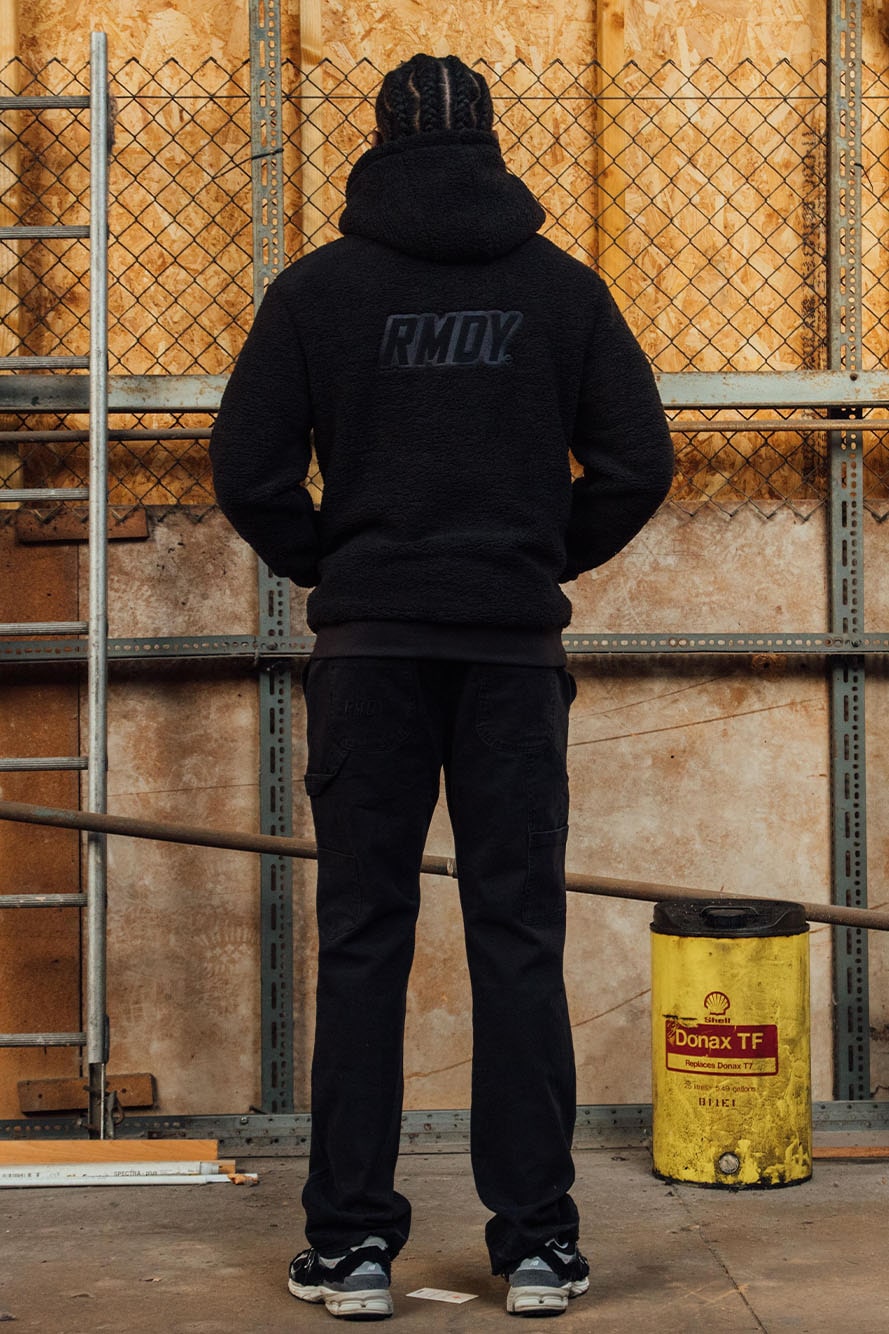 Black Tonal Sherpa Hoodie