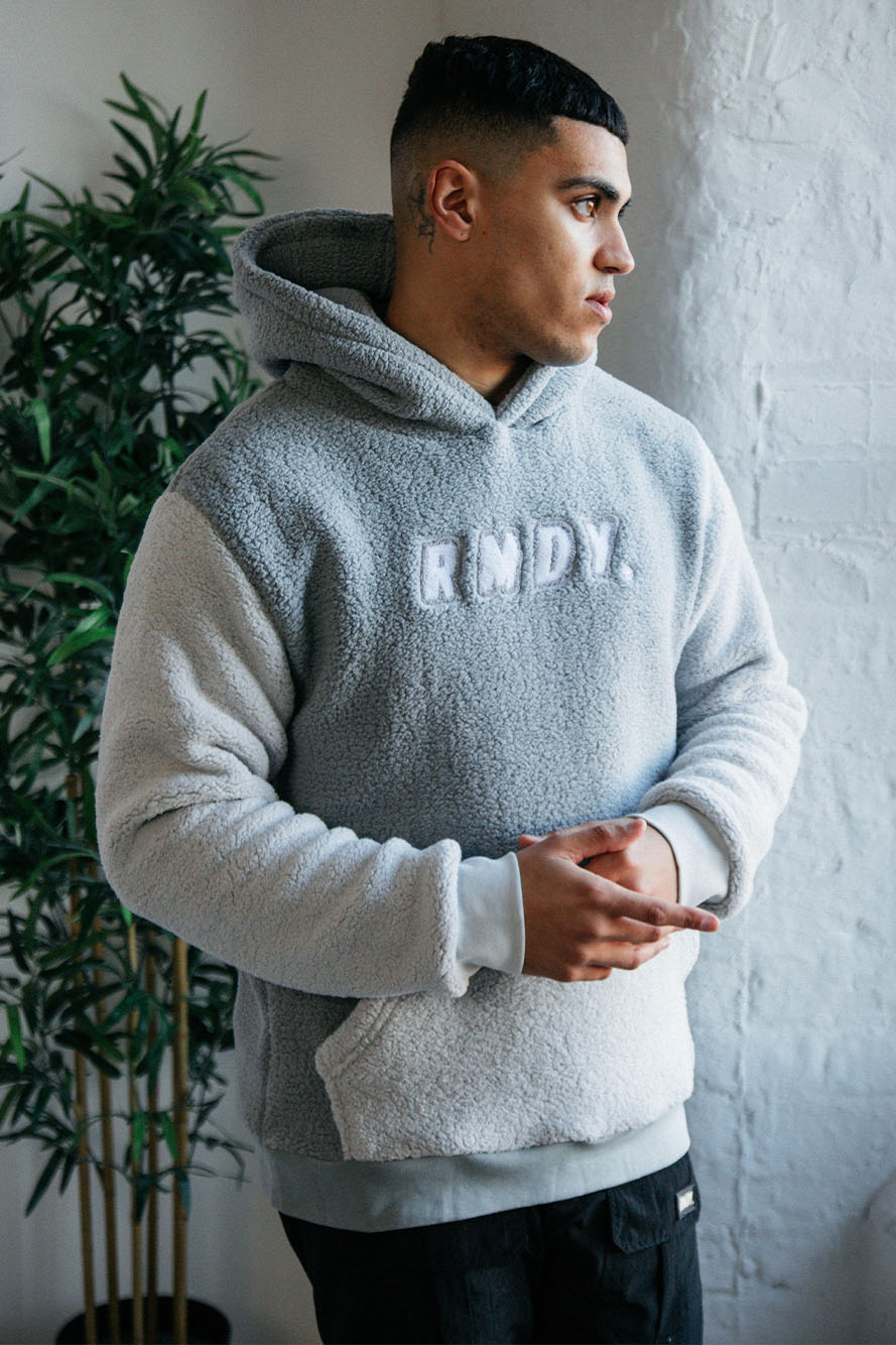 <transcy>Grauer RMDY. Kapuzenpullover aus Teddyfleece</transcy>