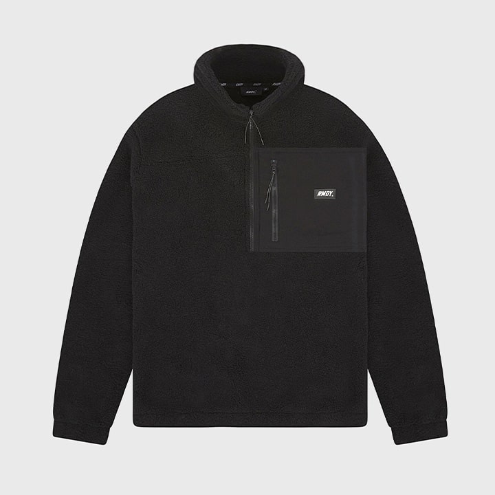 1/4 Reißverschluss Schwarz RMDY. Teddy-Hoodie