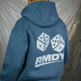 Petrol blauwe dobbelstenen RMDY hoodie