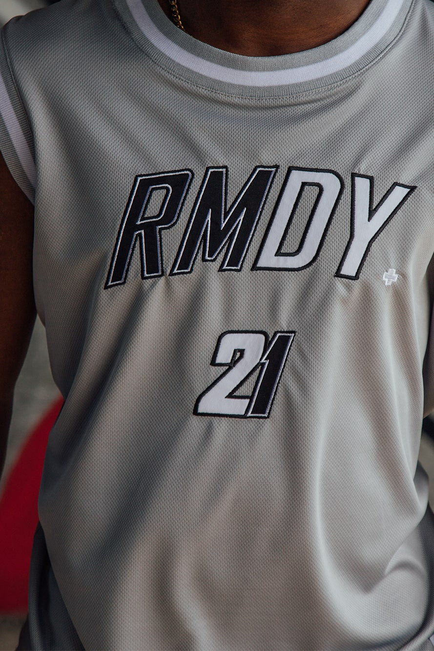 Grey RMDY. Basketball Jersey