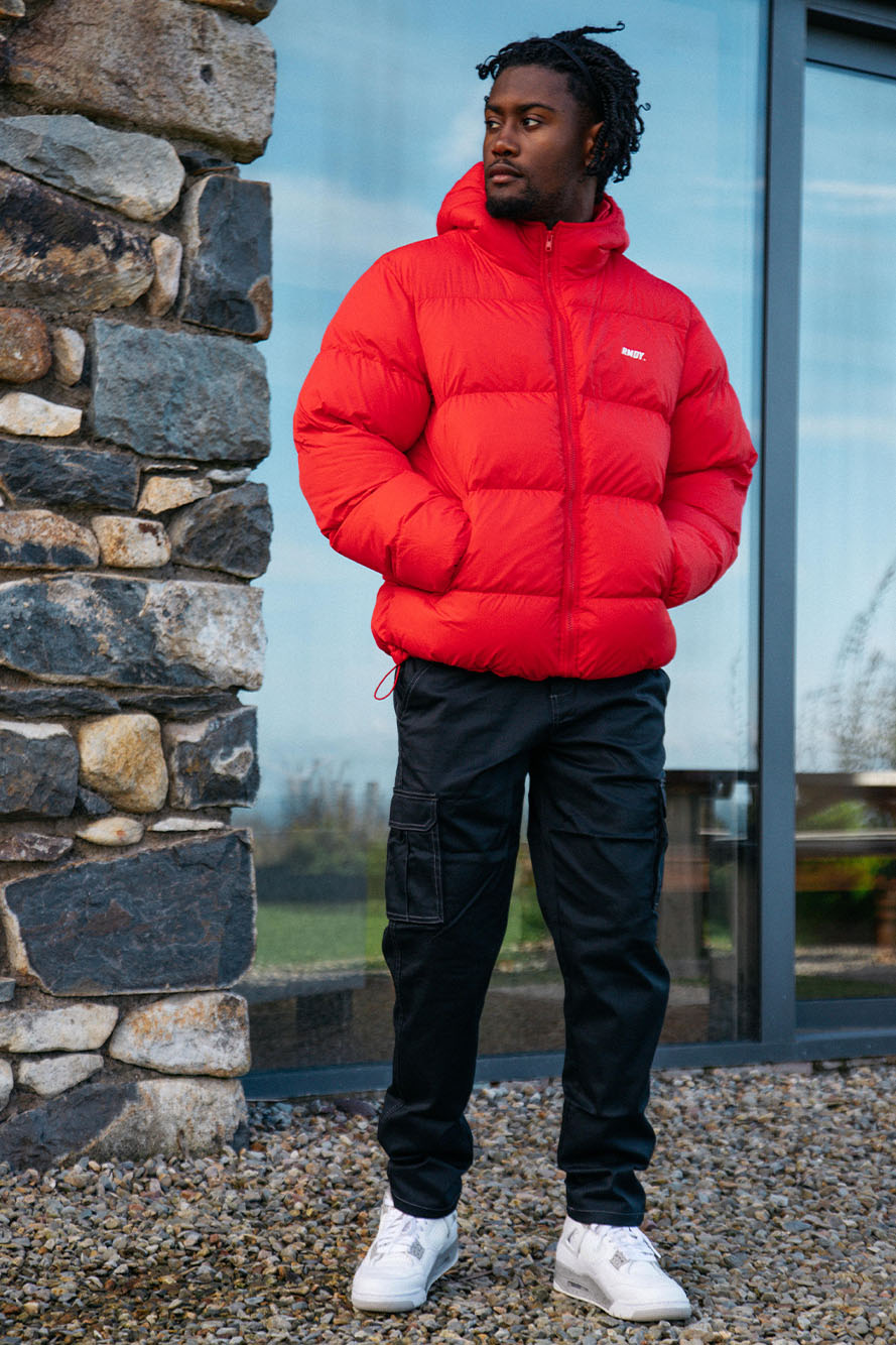 Red Hooded Puffer Jacket